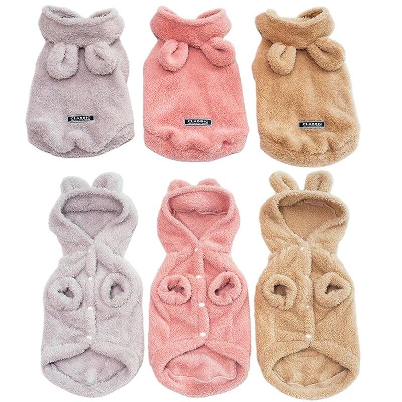 Теплая одежда для домашних животных для маленьких и средних собак, зимняя флисовая одежда с капюшоном для щенков, одежда для бульдога, ши-тцу, чихуахуа, йорка