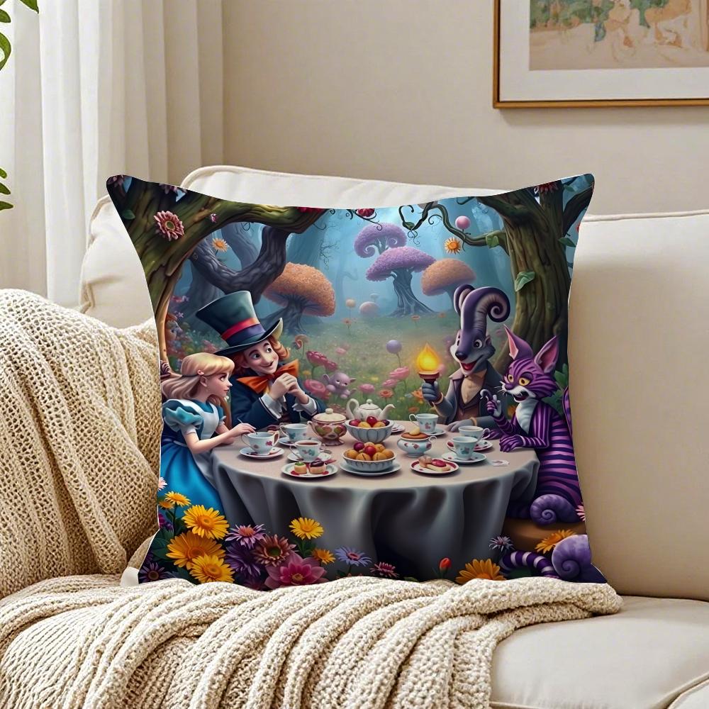 Fairy Tale AAlices Adventures in Wonderland Cushion Cover Pillowcase Antidustmite living Room Sofa Decor Cushion Room