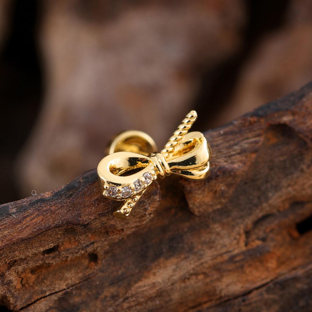 10 шт./набор 20G Золотая серьга-пирсинг хряща уха с CZ, серьга-пирсинг трагуса, дизайн медведя и паука, кольца-гвоздики для хеликса, пирсинг конч уха, ювелирные изделия из стали 316L