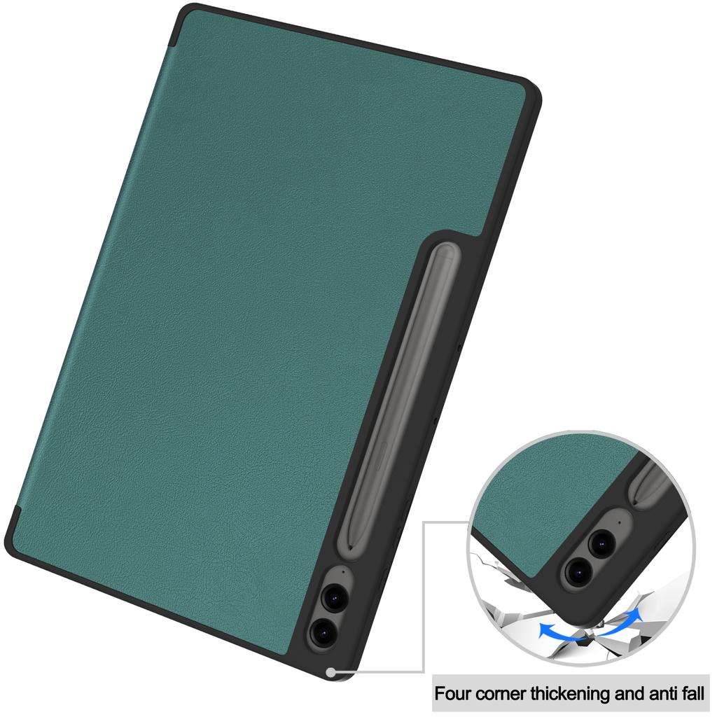 For Samsung Galaxy Tab S10+ Case PU Leather+TPU Trifold Stand Tablet Cover with Pencil Holder