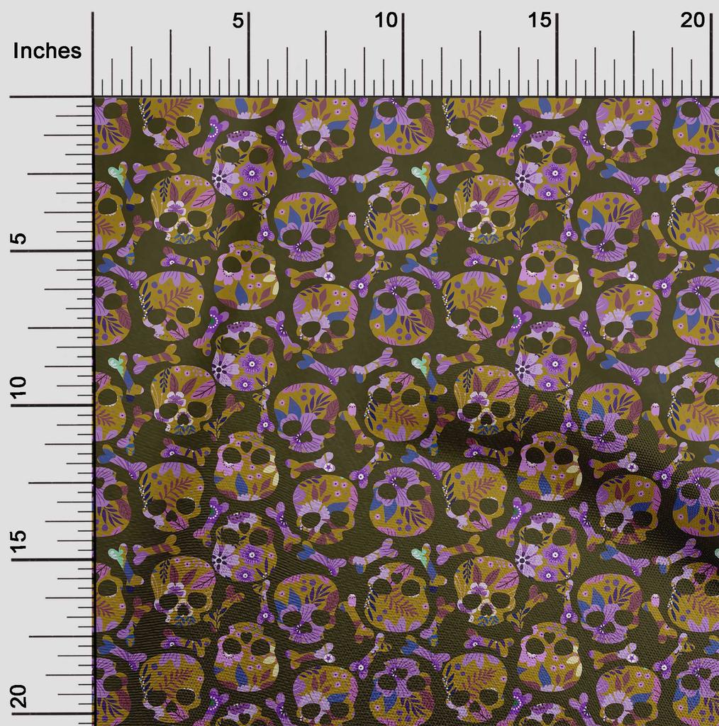 oneOone Cotton Flex Light Brown Fabric Skull Sewing Fabric By The Yard Printed Diy Clothing Sewing Supplies 40 Inch