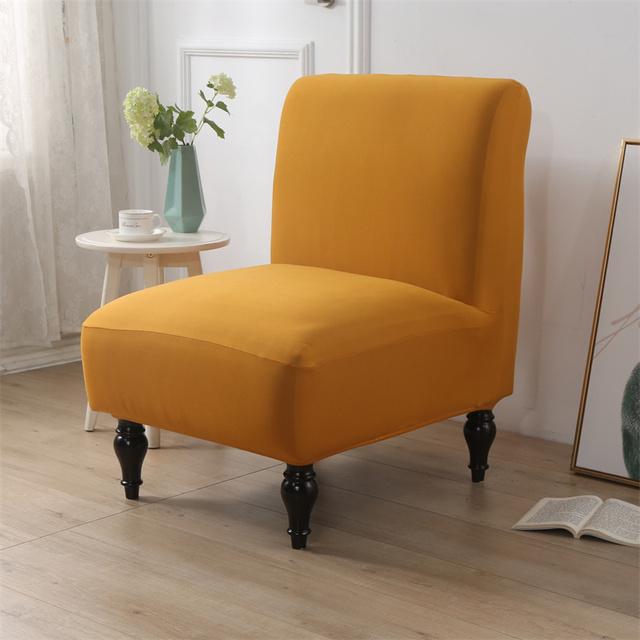 Solid Color Spandex Accent Armless Chair Cover Single Sofa Slipcovers Nordic Stretch Chairs Covers Elastic Couch Protector Cover