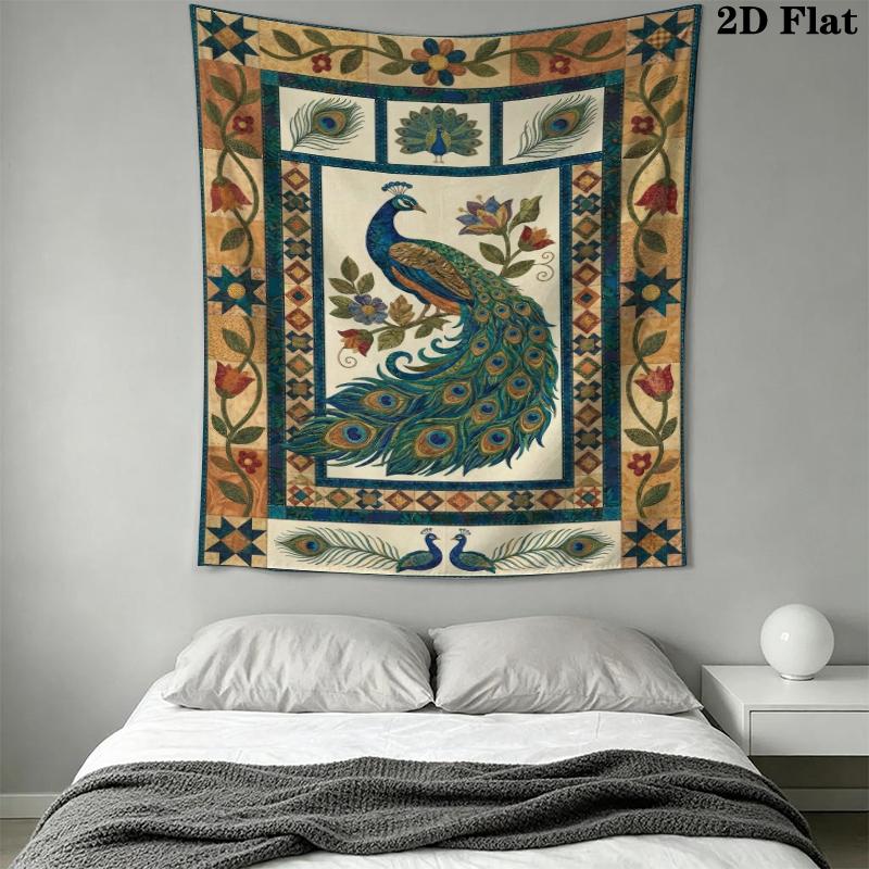 Peacock Wall Tapestry Aesthetic Wall Hanging Printed Fabric Blanket Decorative Tapestries for Bedroom Living Room Home Decor