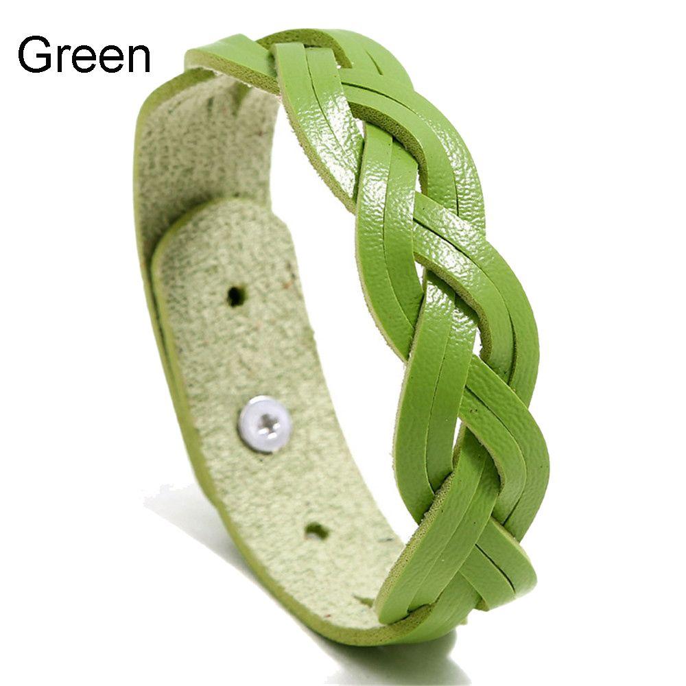 Adjustable Jewelry Student Bangle Leather Bracelet Wristband Braided Twist Punk Snap Bracelet
