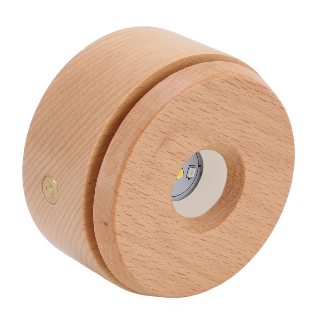 Wooden LED Display Base Rotatable Multi Mode Wood Light Display Base Touch Dimming Crystal 3D Art Display Stand