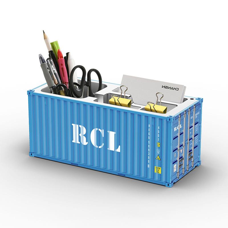 1/20 Scale Simulated Shipping Cargo Container Model Pen Holder Detachable Plastic Storage Box Desktop Organizer Household Supply