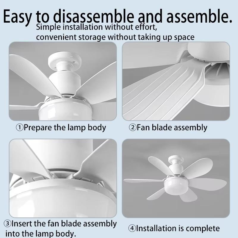 E27 Base Led Ceiling Fans Lights Bulb Ceiling Fan with Light and Remote Control 3 Colors 3 Speeds 42/52cm for Bedroom Dimmable