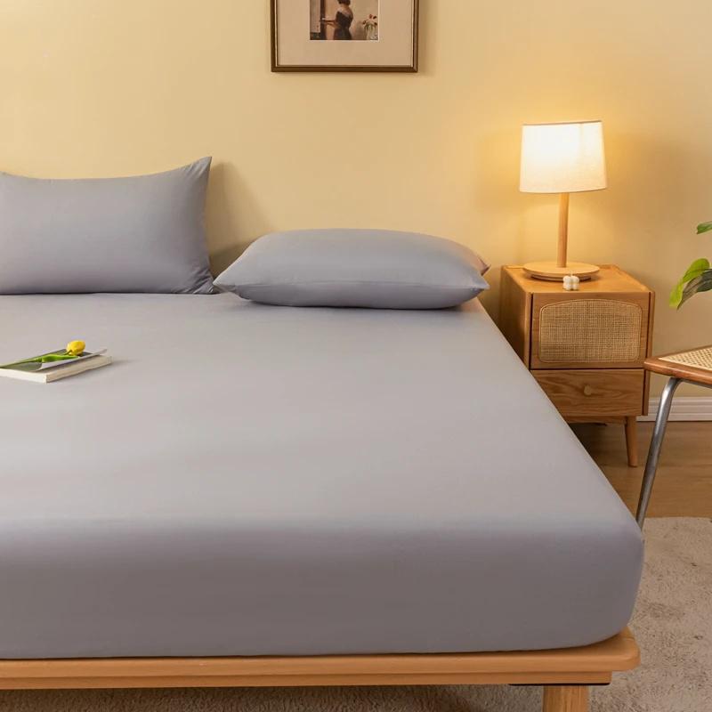 Cotton Fitted Sheet Bedding Sheet Non Slip Mattress Cover Bed Protector Cover Single Double Bed Cover Sofa Cover with Elastic Band (No Pillowcase)