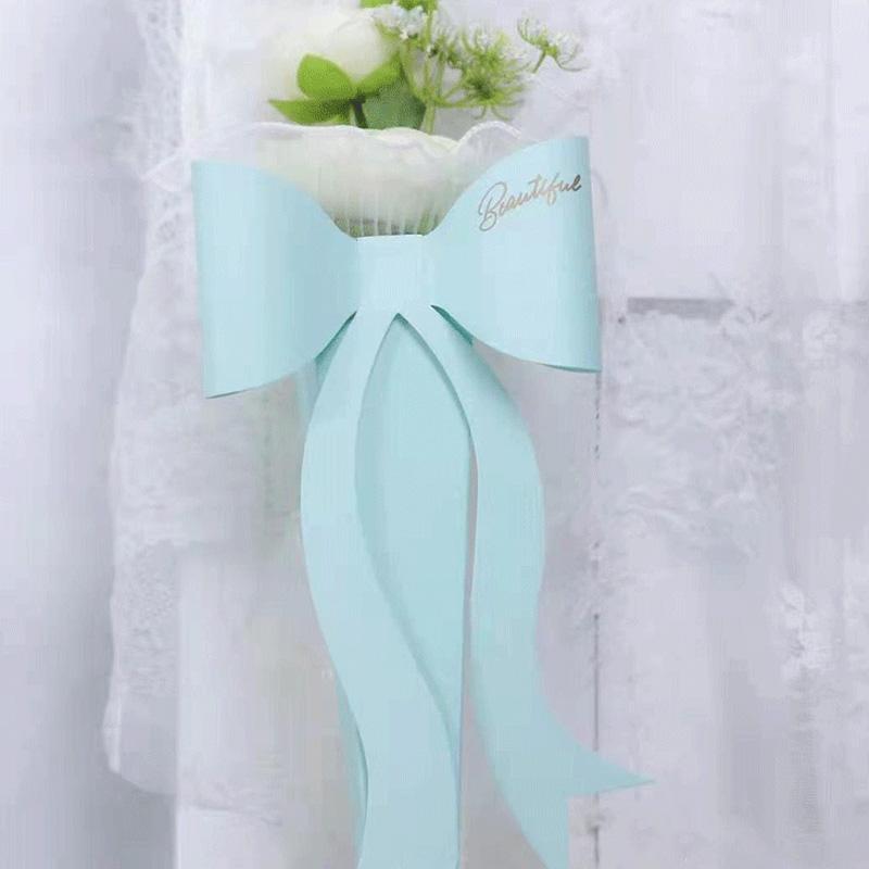 4Pcs Portable Packaging Box Flower Box Gift Supplies Triangular Shaped With Bowknot Party Decor