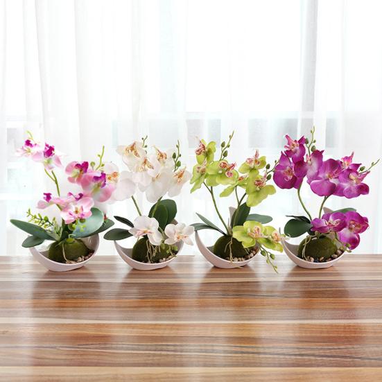 Искусственная бабочка Орхидея Бонсай Поддельный цветок с горшком Декор для домашнего стола