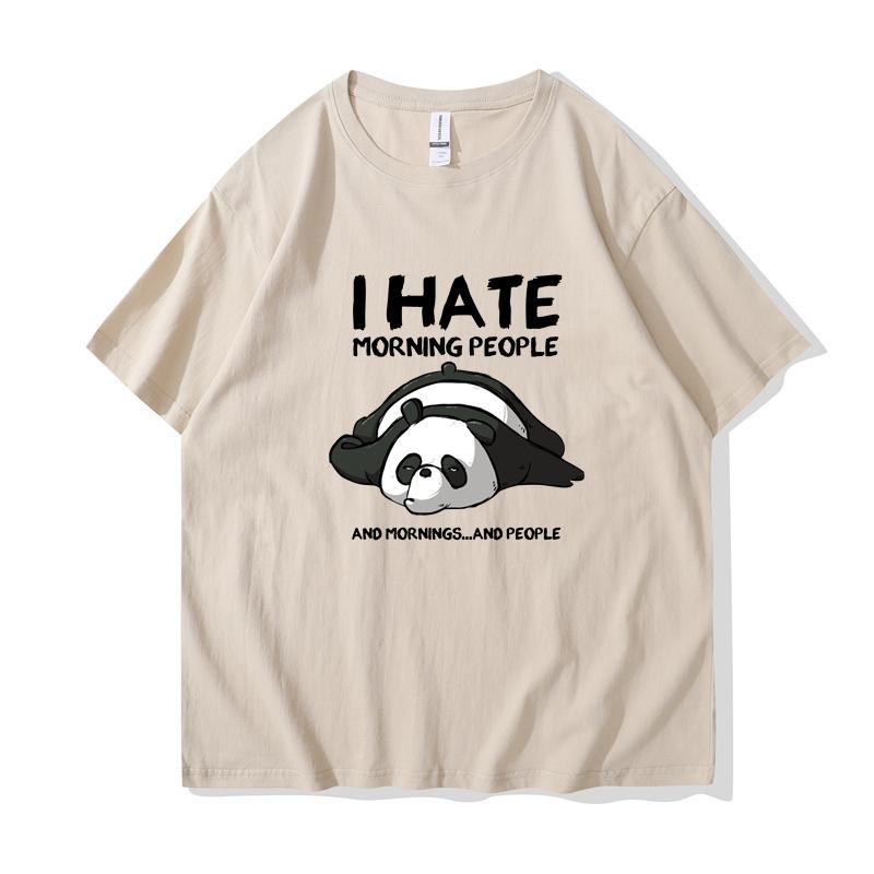 Lazy Panda I Hate Morning People Cartoons Women Clothing Casual All-math Cotton T-Shirts Oversize Breathable Short Sleeve494
