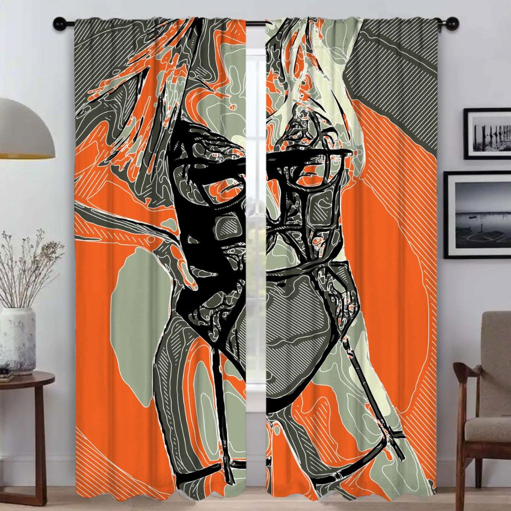 Абстрактные Сексуальные Девушки Перегородки Жалюзи Хэллоуин Украшение Оконная Занавеска для Комнаты 2 Панели Шторы Элегантные Комнатные Занавески Гостиная