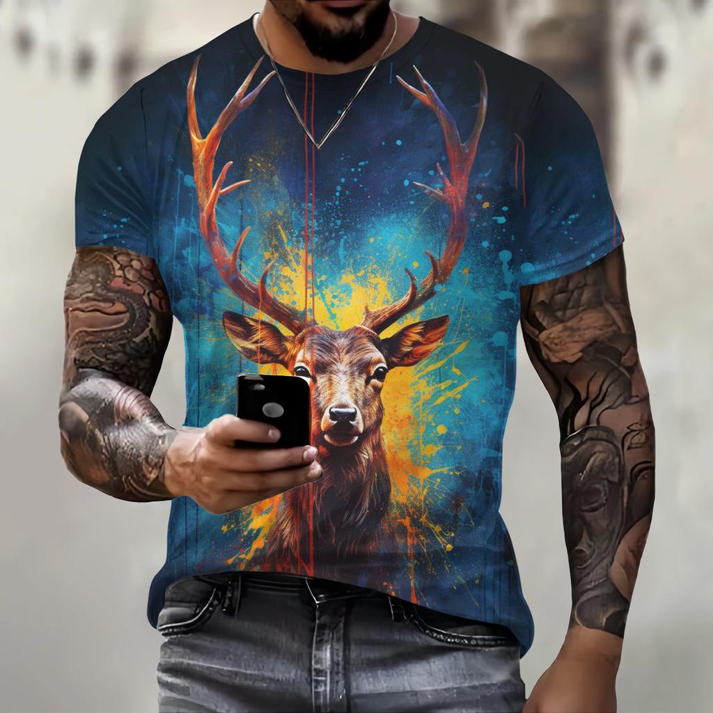 Трендовая одежда Harajuku, повседневная, забавная, с 3D-принтом животных, мужская футболка, уличная, с круглым вырезом, с коротким рукавом, летняя мода, дышащие топы