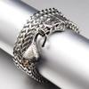 Скандинавский новый мужской браслет с головой волка викингов из нержавеющей стали, индивидуальный двухрядный браслет в стиле хип-хоп
