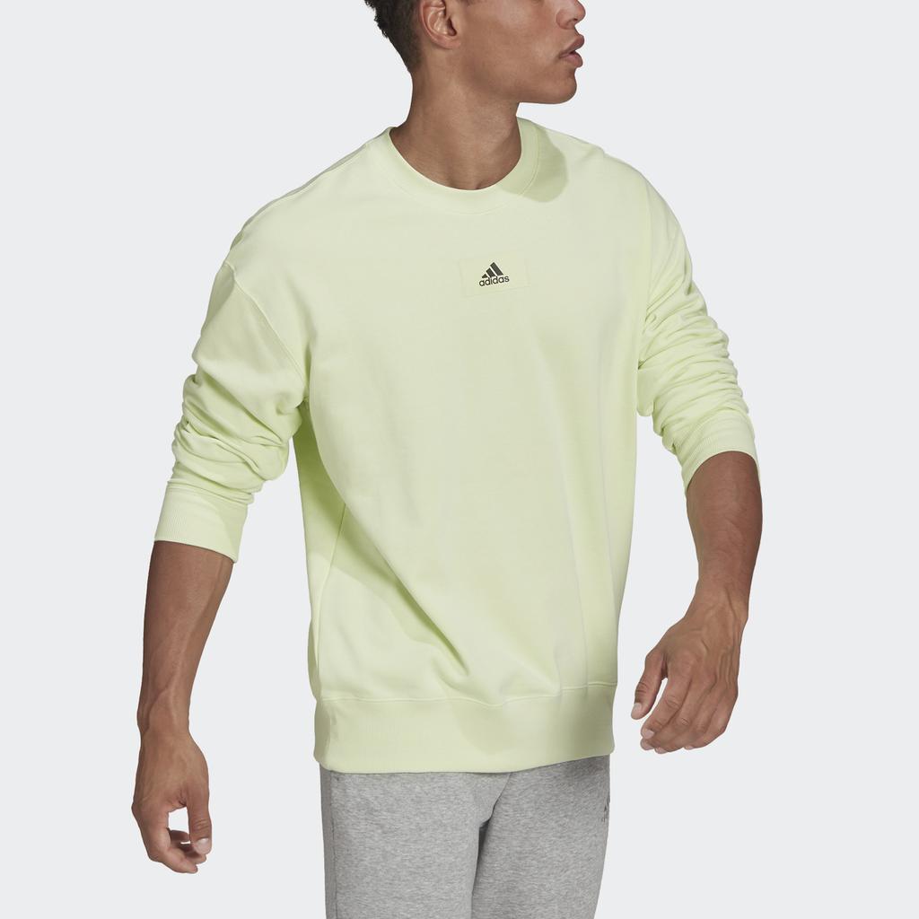 adidas Essential Хлопковая толстовка Мужская толстовка кислотно-зеленого цвета HE4352