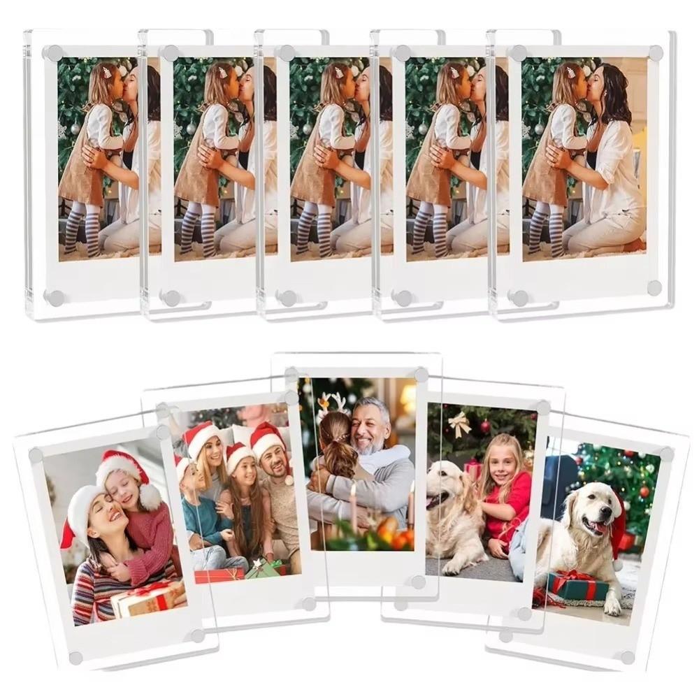 Rectangular Fridge Magnetic Photo Frame Double Sided Clear Magnetic Frame Refrigerator Display