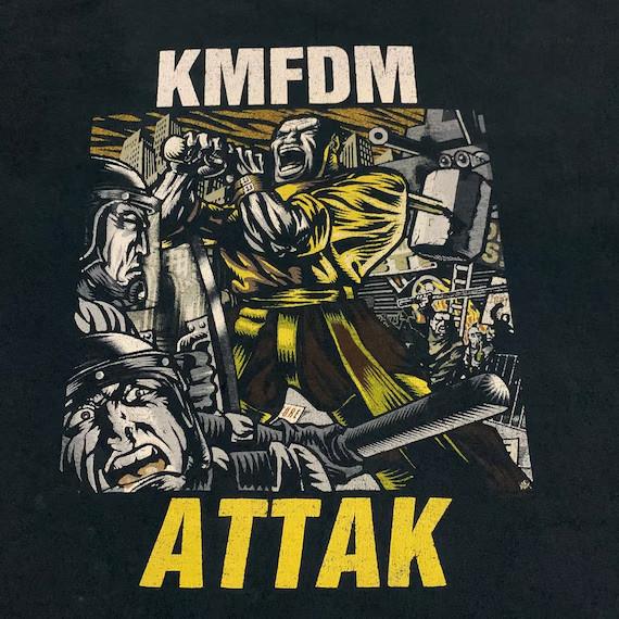 KMFDM Vintage Attak T-Shirt NIN Skinny Puppy Ministry Band NZ037 FREE SHPPING