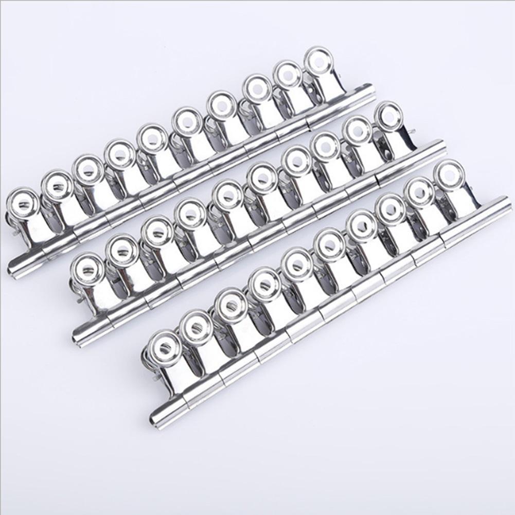10pcs Stainless Steel File Clip Desk Metal Ticket Holders Strong Grip Document Fasteners Document Organiser Set Students Supply