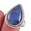 Натуральный лабрадорит драгоценный камень 925 цельное стерлинговое серебро ювелирное кольцо размер 8 L4w85