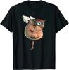 Flying Pig. Quirky, Hand-drawn and Painted Art T-Shirt. Premium Cotton Short Sleeve O-Neck Mens T Shirt New S-3XL