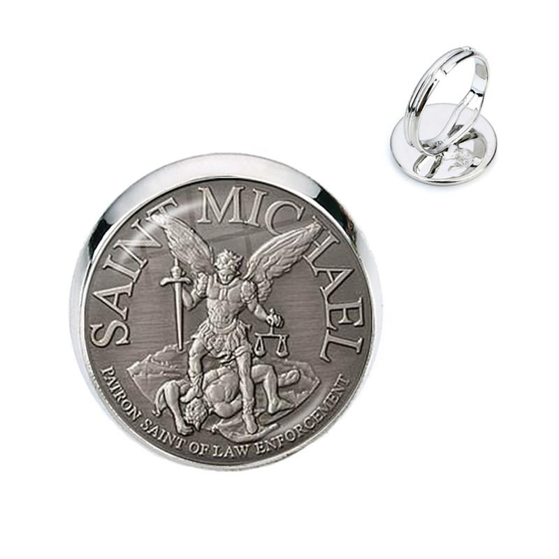 St.Michael Rings Fashion Protect Me Saint Shield Protection Justice Adjustable Rings Talisman Christian Holy Gifts For Friends