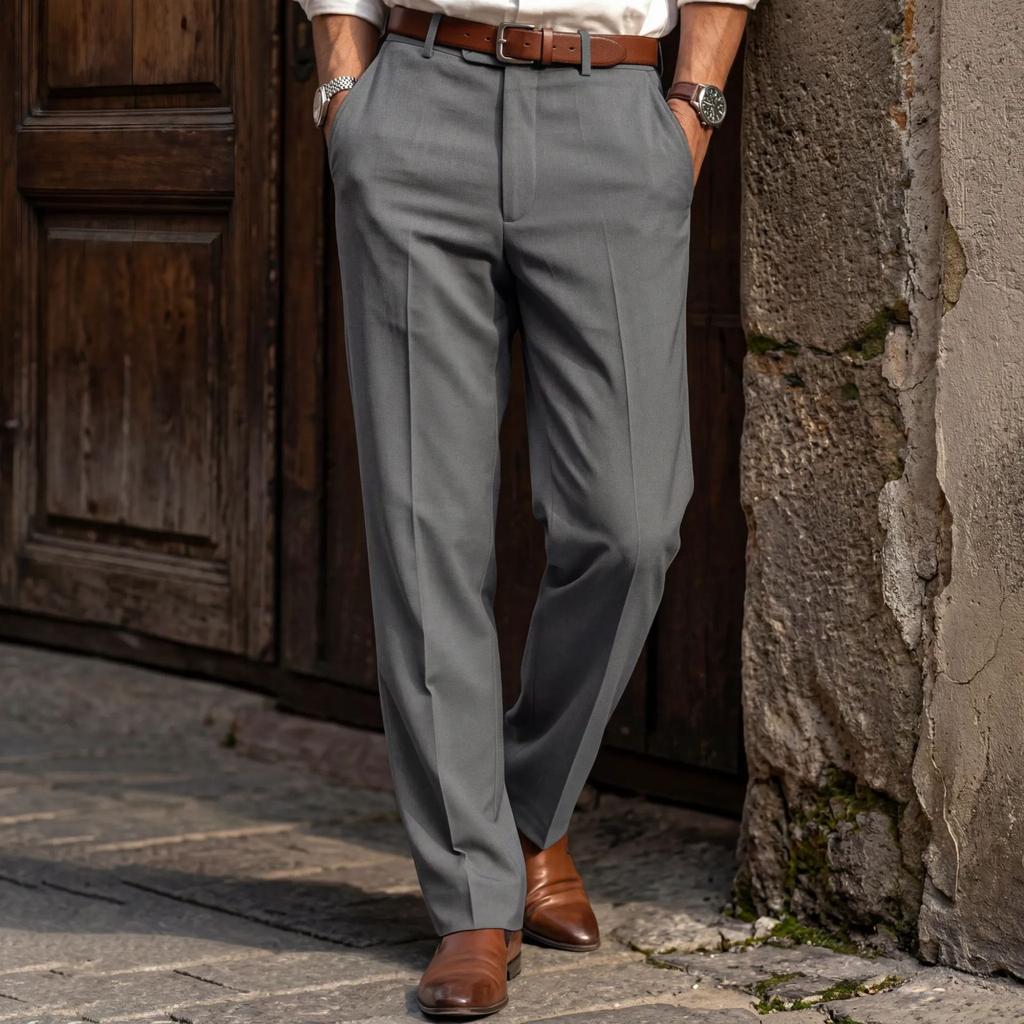 Мужские однотонные прямые брюки в стиле business casual для офиса и на каждый день