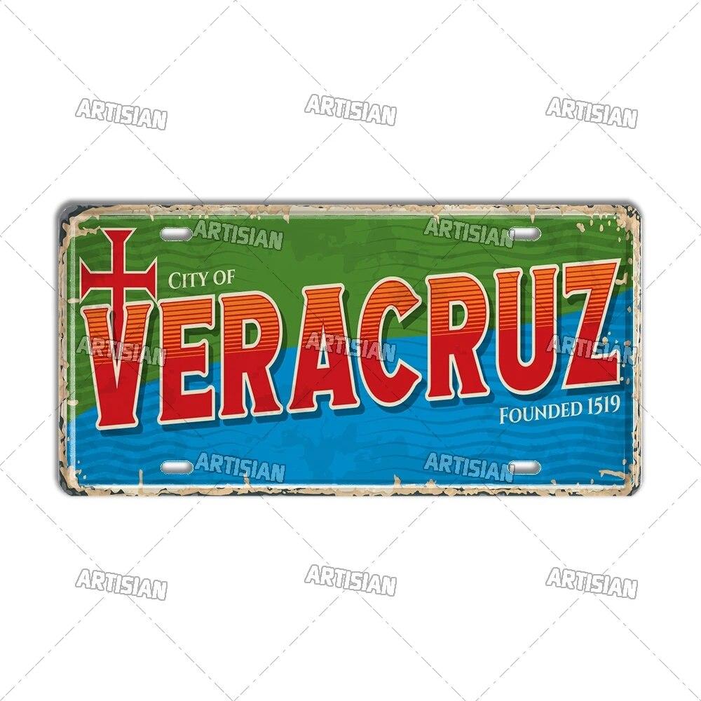 MEXICO License Plate Landmark Metal Tin Plaque City Metal Sign Wall Decor Garage Bar Pub Club Hotel Cafe Kitchen Home