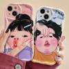 Spoof Girl Boy Nose Picking Wave TPU Phone Case for iPhone 15 11 12 Pro 13 Mini 14 7 8 Plus X XS Max XR SE Cover