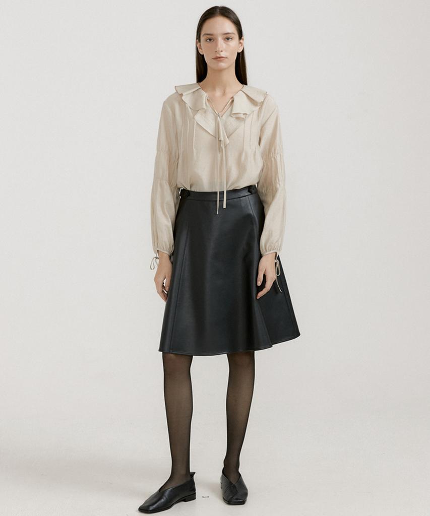 Otte Leather Flare Sk_Black