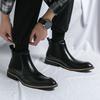 Men's Chelsea Boots British Business Leather Boot Fashion High Top Casual Boot Pointed Dress Boots for Men Ankle Boots Botas2025