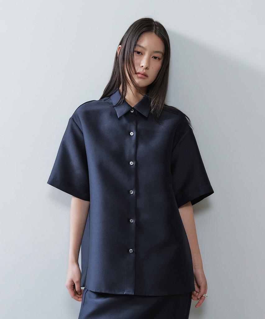 ONE Sheer Half Shirt_Navy
