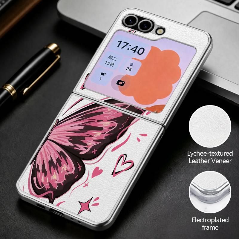 Чехол с принтом бабочки для Samsung Galaxy Z Flip 8 7 6 5 Z Flip8 Flip7 Flip6 Гибридный 3-в-1 Покрытие Кожаная накладка Чехол для складного телефона
