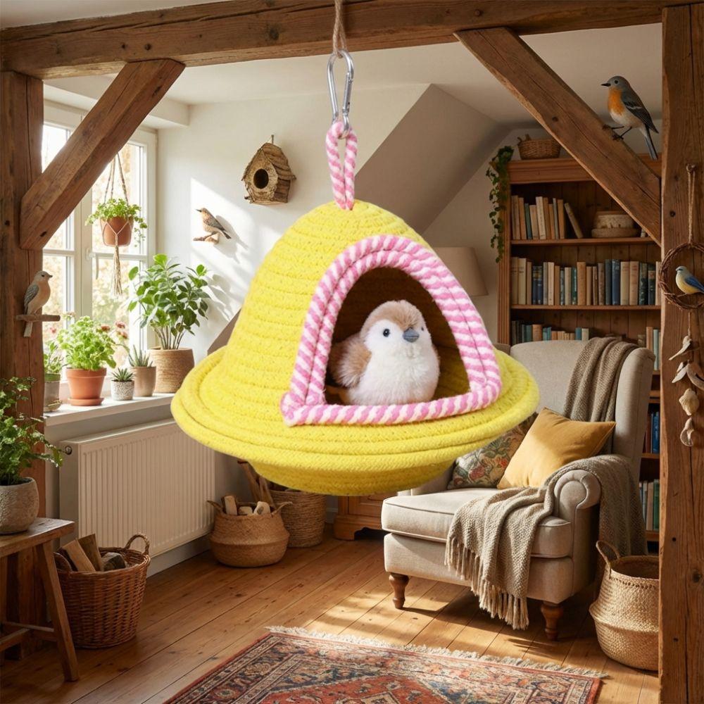 Decorative Warm Sleep Bird Cage Nest Handmade Weave Thickened Bird Hanging Bed Windproof Bite Resistant Pet Habitat All Season