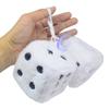 Fuzzy Plush Dice Car Interior Hanging- Ornament Decoration 6cm Square Dice Pendant with Dot Auto Rearview Mirror Decors