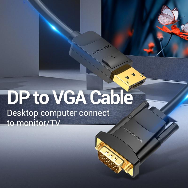 Vention Displayport-кабель VGA 1080P DP-VGA конвертер между мужчинами для ноутбука, проектора, монитора, порт дисплея к адаптеру VGA