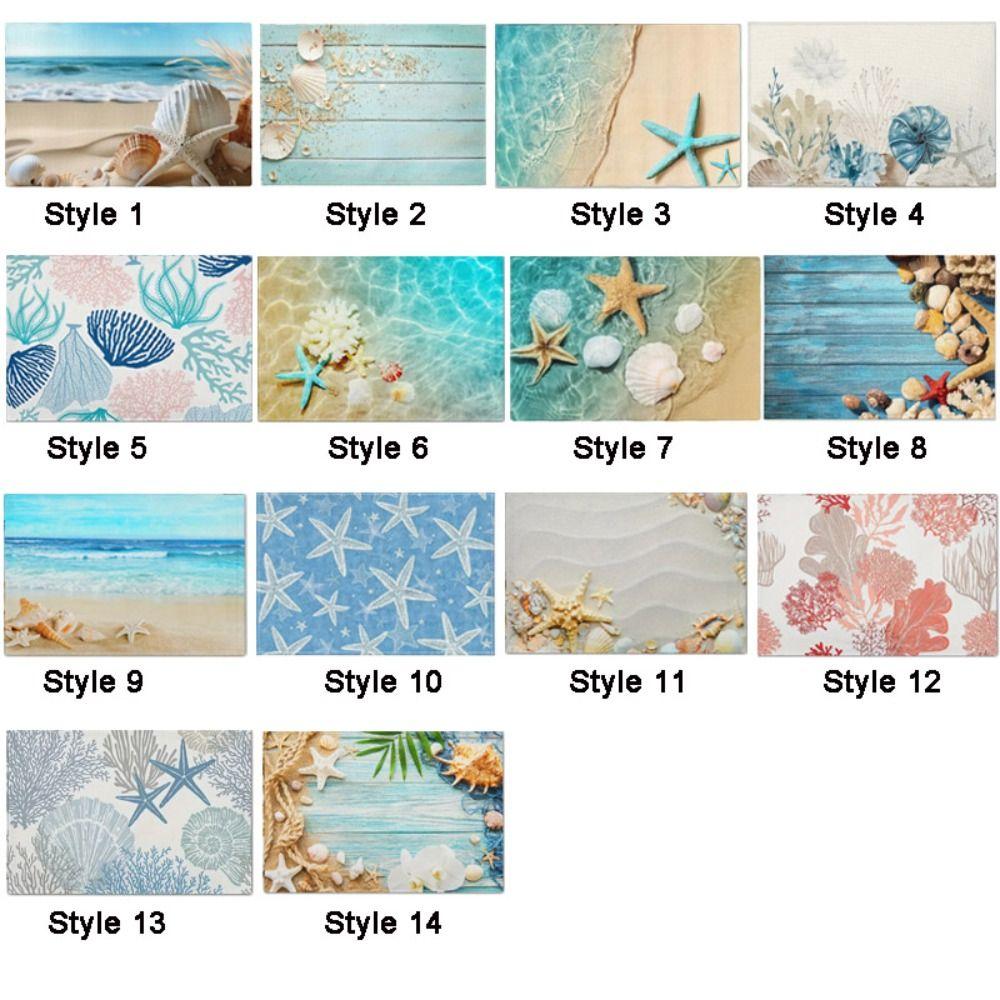 Seashells Linen Placemat Anti Slip Tableware Pad Summer Beach Placemat Table Decoration