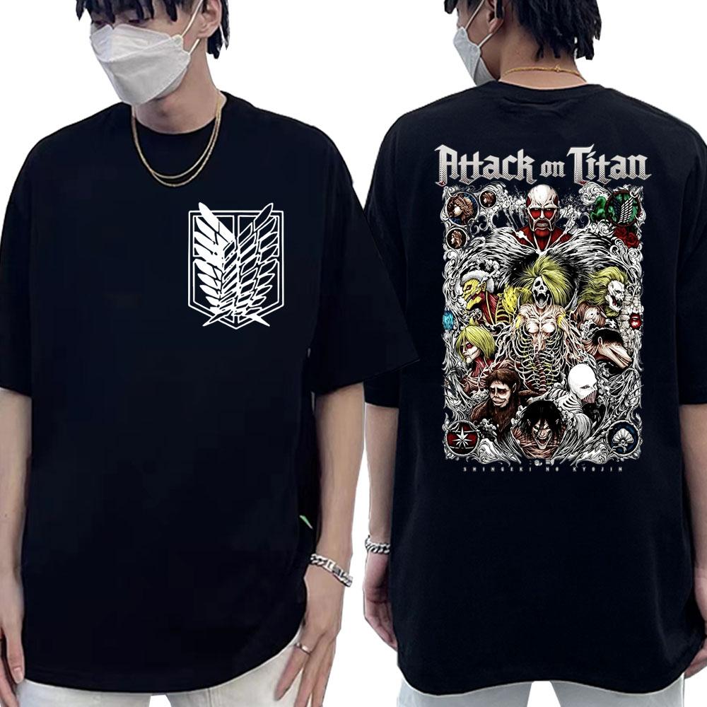Anime Attack on Titan Mikasa Ackerman Eren Jaeger Tee Tops Men's Harajuku Streetwears Summer Co