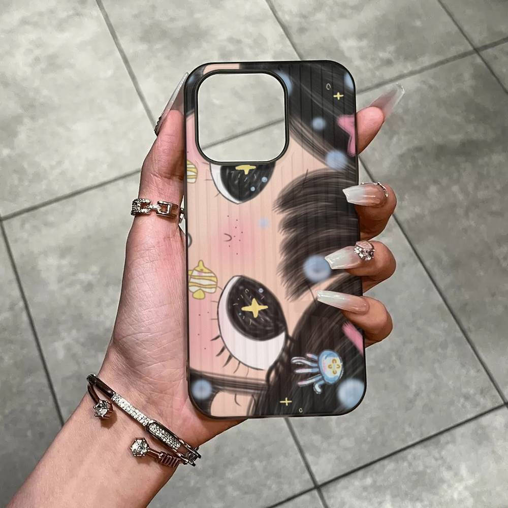 Чехол для телефона с большими глазами, девушка из комиксов, для IPhone 17 16 15 14 13 12 11 Pro Max Plus, гофрированный бампер, задняя крышка