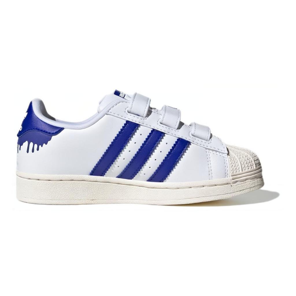 Adidas Originals Superstar Casual Comfortable Slip-Resistant Durable Low-Top Kids Skate Shoes Kids Sneakers White Blue IE8249