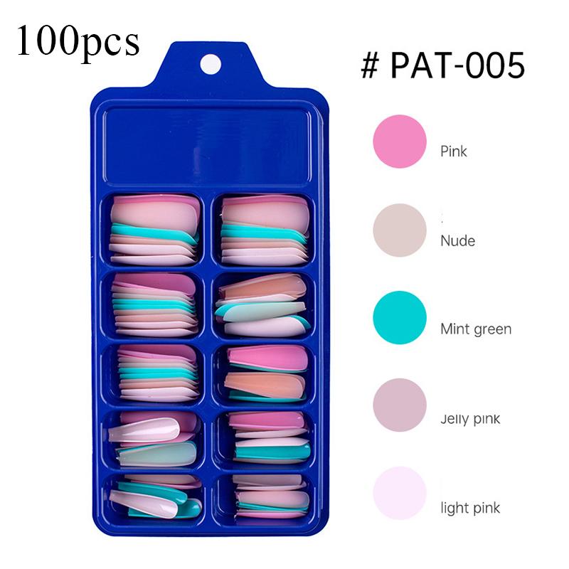 100 шт. накладные ногти гроб телесного/светлого цвета, смешанные матовые искусственные длинные накладные ногти балерины, полное покрытие, типсы, пресс на ногтях