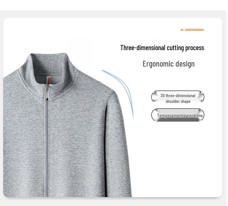 Мужская куртка из гребенного хлопка с воротником-стойкой, осень 2025: Повседневный спортивный кардиган-свитшот однотонного цвета