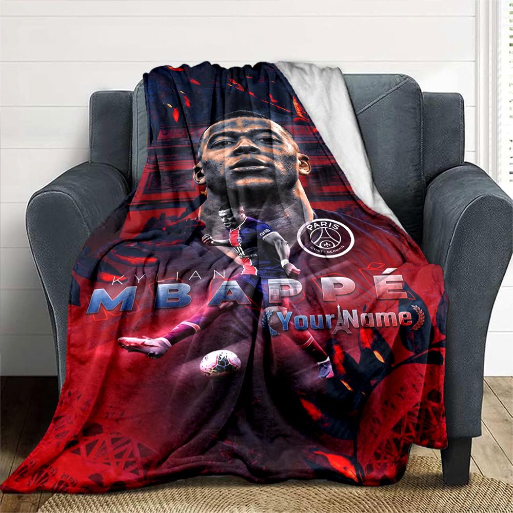 Mbappé Personalized Name Blanket Gift Personalized Blanket Warmthful Decor for Livingroom Sofa Office Chair Picnics All-Season Use