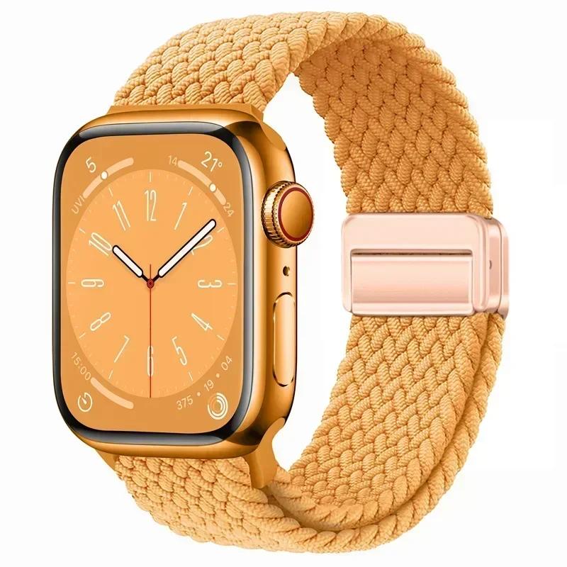 Плетеный нейлоновый ремешок-петля для Apple Watch Ultra2 49мм 9 8 7 45 41мм Металлический магнитный браслет-ремешок для 6 5 4 3 SE 44 40мм