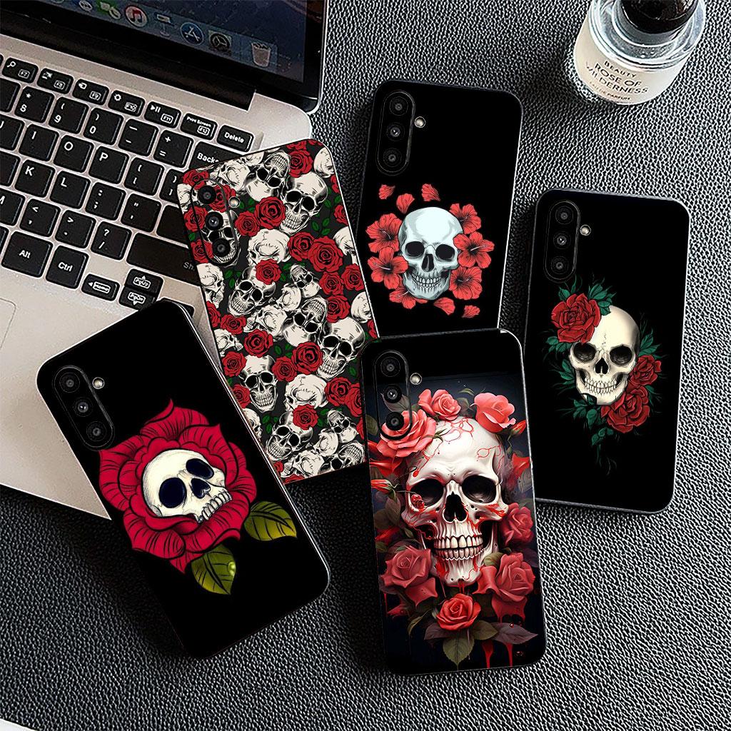 Чехол для Samsung Galaxy Note 20 9 8 S8 S10 S9 Plus A54 A33 A21S A31 M21 S10E A17 Coque Чехол для телефона Цветочный дизайн Череп Цветок Роза