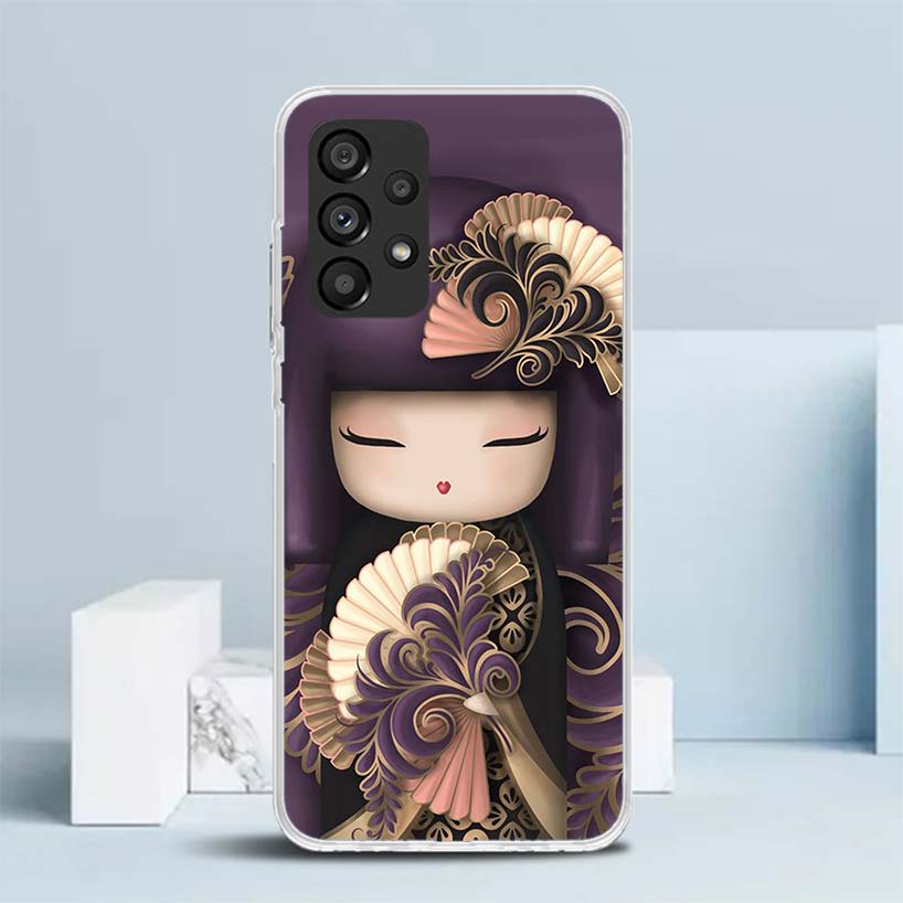 Чехол Kokeshi Doll Kimono Girl Мягкий для Samsung Galaxy A17 A37 A57 A16 A26 A36 A56 A15 A14 A55 Чехол для телефона A13 A53 A25 A35 A24 A3