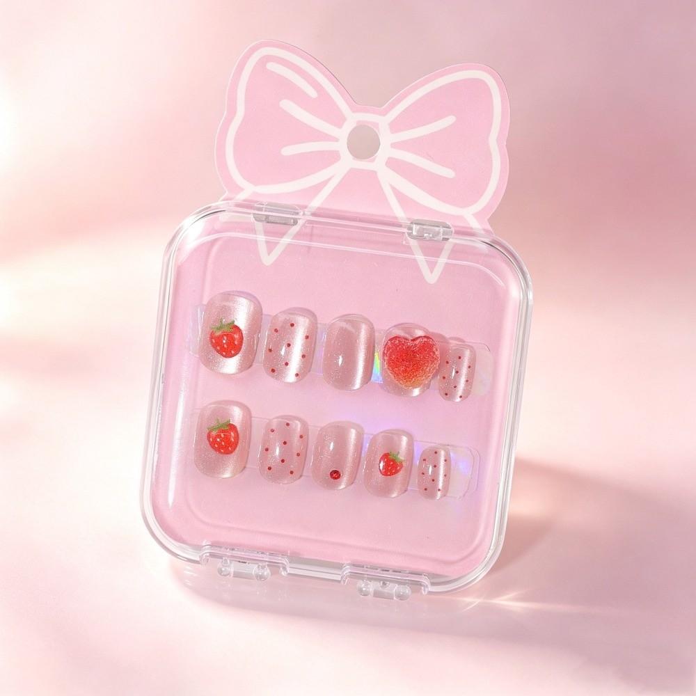 Cat's Eye Press On Nails Short Nail Tips New Nail Stickers Children Wearing