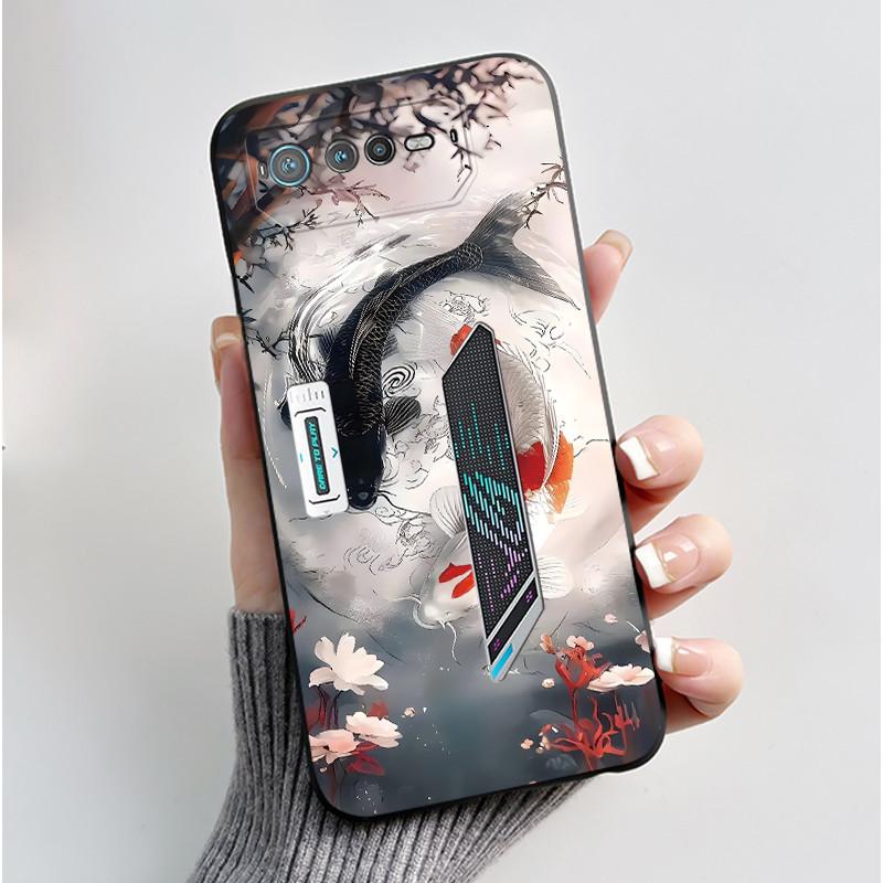 Чехол для телефона Asus ROG Phone 6 5G, мягкий силиконовый, черный, элегантный стиль, мультяшный узор, чехол со снежной горой