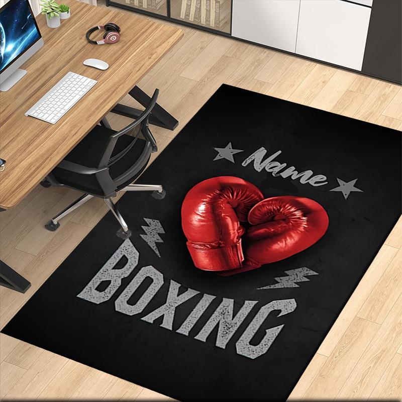 Custom Name boxing Printed Carpet, for Office Chair Living Room Bedroom Kitchen Room Decor Gifts.