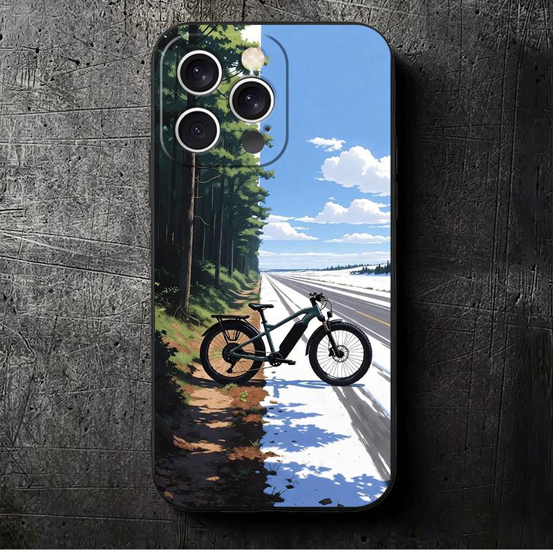Мягкий чехол для телефона с изображением горного велосипеда для iPhone 16 16E 17 Air 15 Pro Max 14 Plus 13 Mini 11 12 7 Черный чехол Задняя крышка