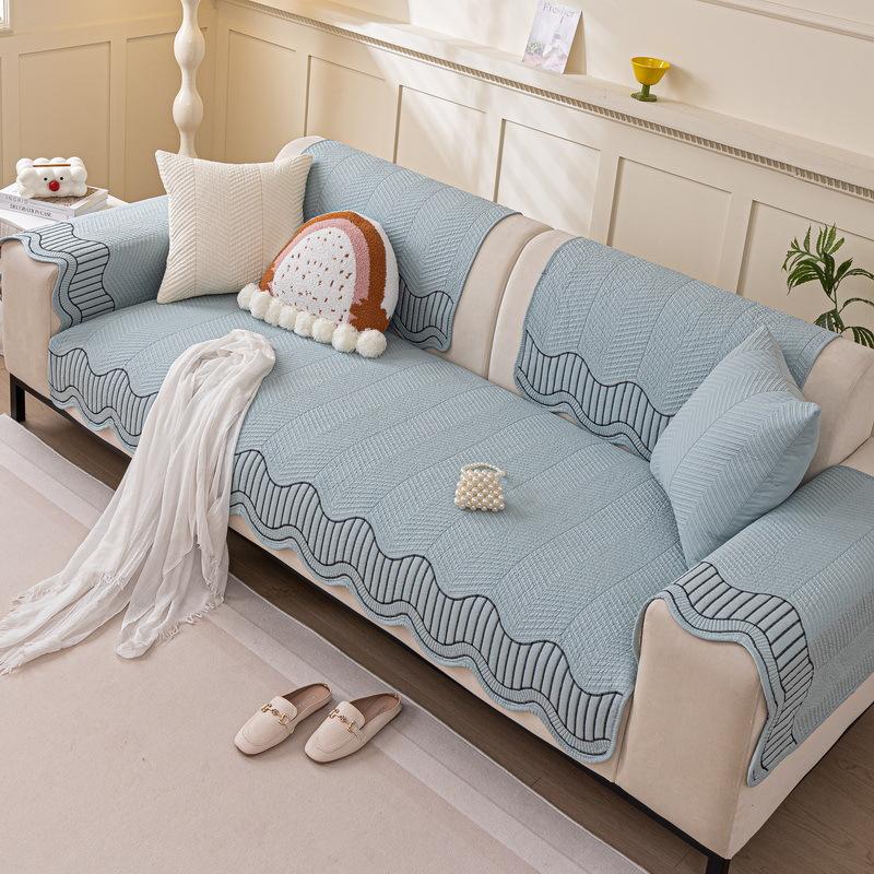 Cream Wind Sofa Cushion Universal In All Seasons New Pure Cotton Summer Seat Cushion Sub-Cover Cloth Towel Fixed Non-Slip Cover